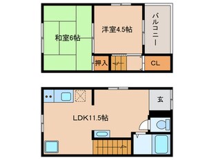 宝塚市旭町貸家の物件間取画像